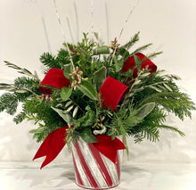 Load image into Gallery viewer, Candy Stripe Cheer, Fresh Greens Arrangement
